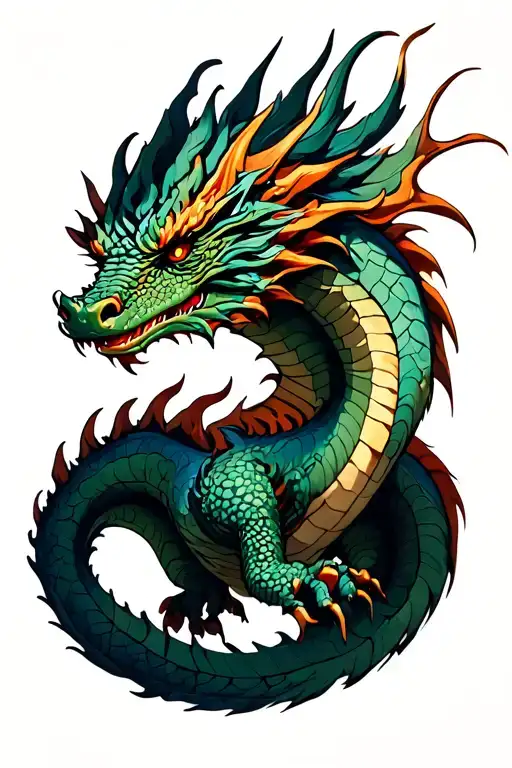 A Dragon With The Whole Body That Leaves From The Top Of The Arm To The Bottom Of The Arm