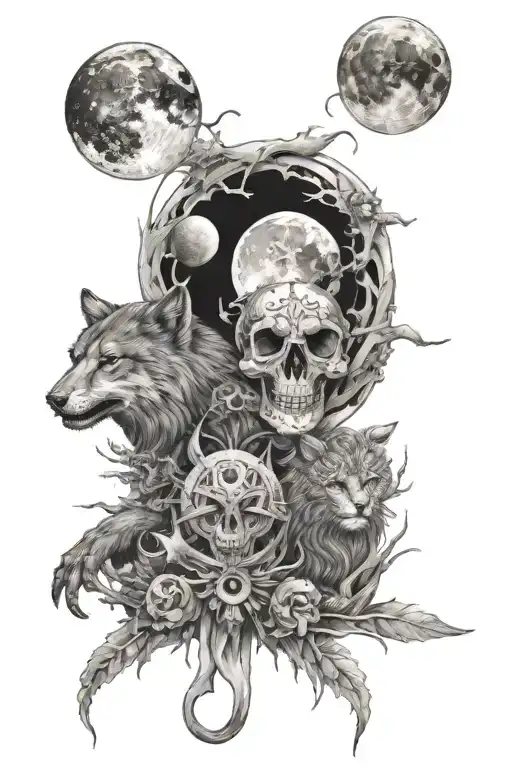 Skill And Hati Chasing Sun And Moon Surrounded