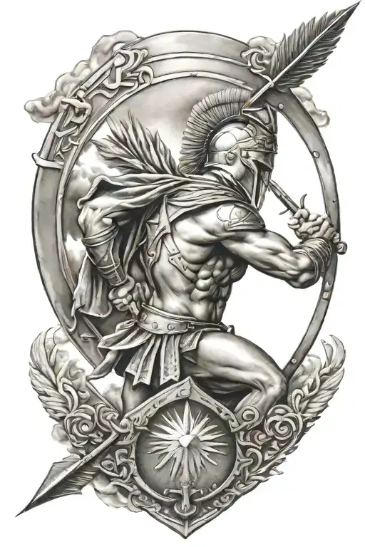 Spartan Shield Arrow Sky Clouds