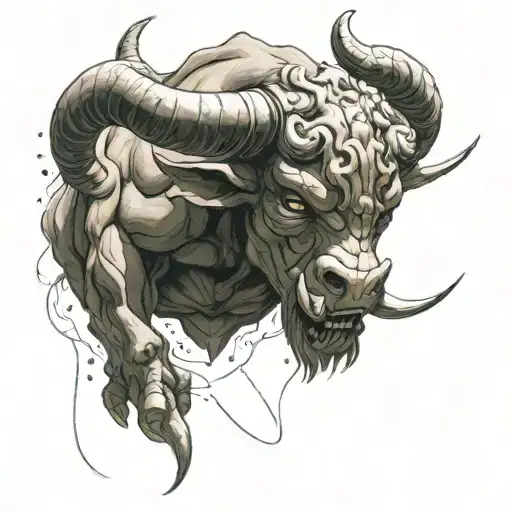 Overlord Anime Inspired Minotaur With A Space Themed Background