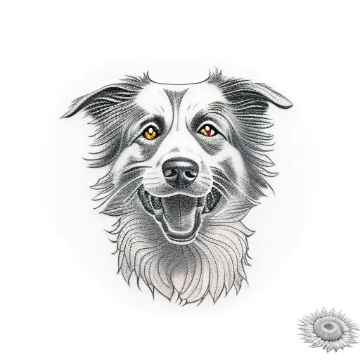 Border Collie With Sunflower