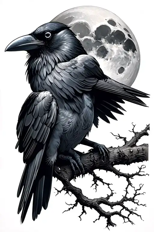 Raven With A Moon