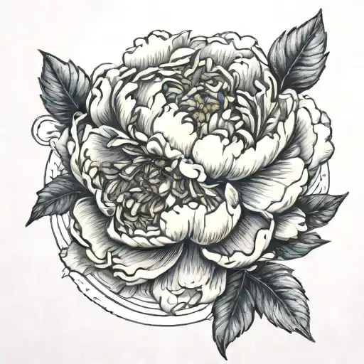 Peony And Moon Merging Together