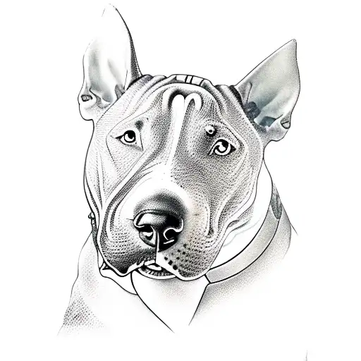 Bull Terrier Samurai With Kanji