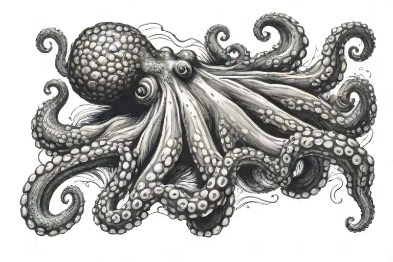 Octopus Gracefully Swimming Gracefully Moving