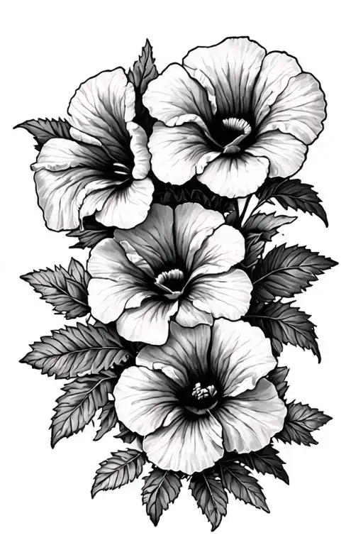 Petunia Flowers Fine Line