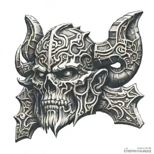 Norse Draugr Cracked Statue On The Outer Bicep