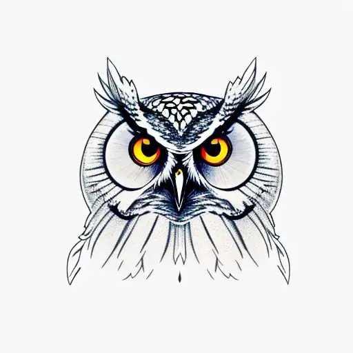 Owl With Orange Eyes