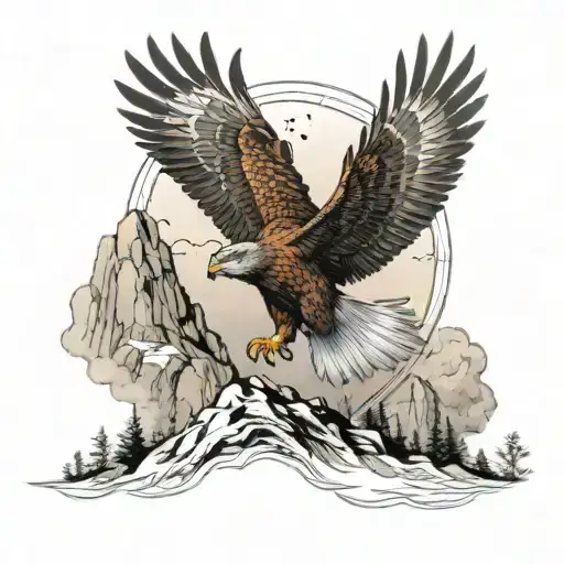 Hawk Soaring Phoenix Atop A Mountain