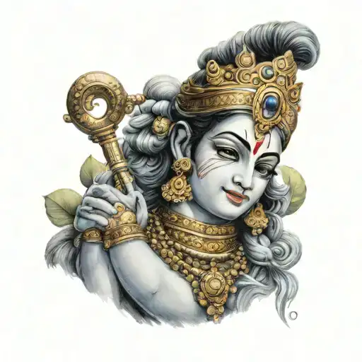 Lord Krishna Holding Holding Galaxy