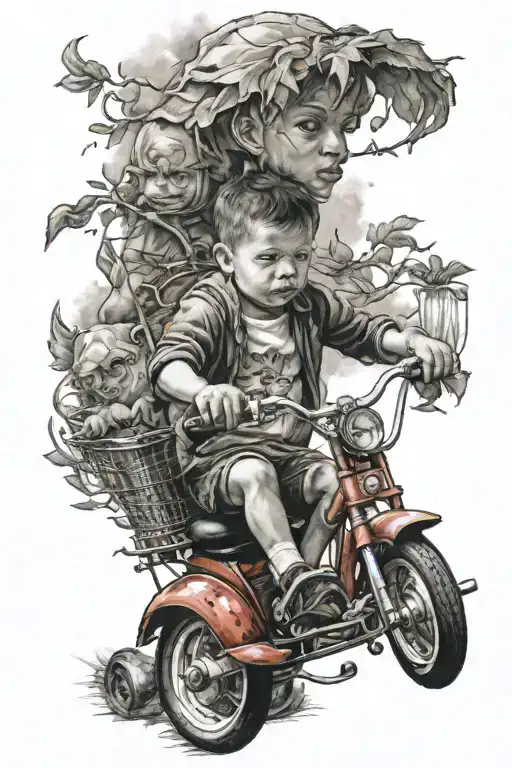Portrait Of Child On Tricycle