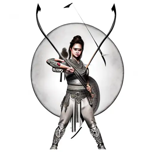 Female Warrior With Bow And Arrow