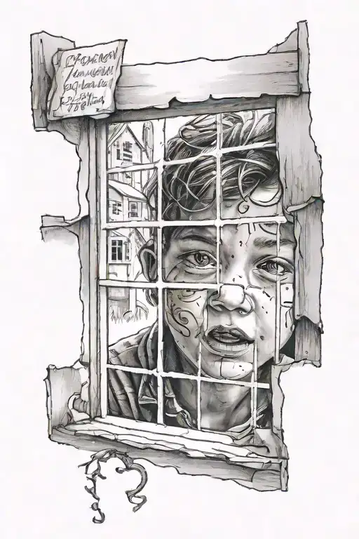 Kid Looking Out Of Window Pain With Text