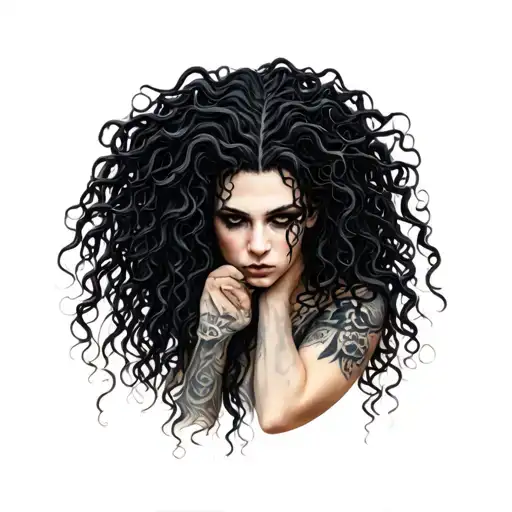 Bellatrix Lestrange As Medusa Holding The Head