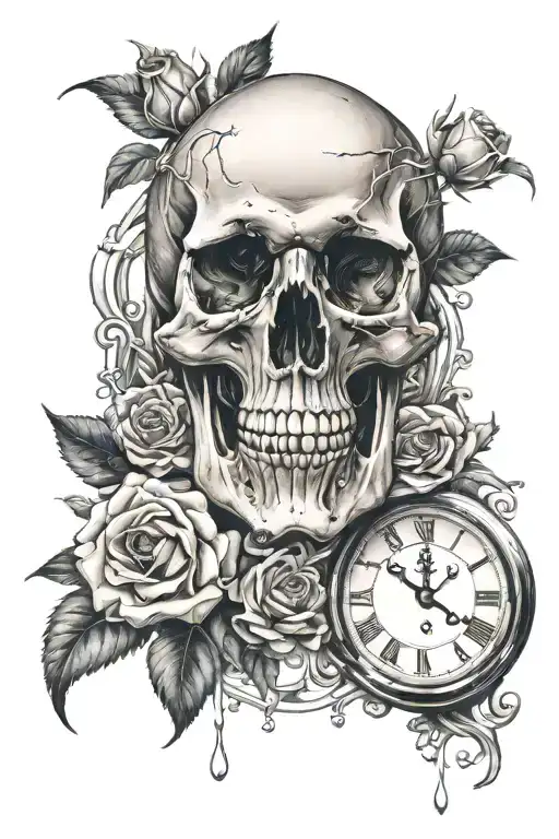 Skull Roses Clock Melting