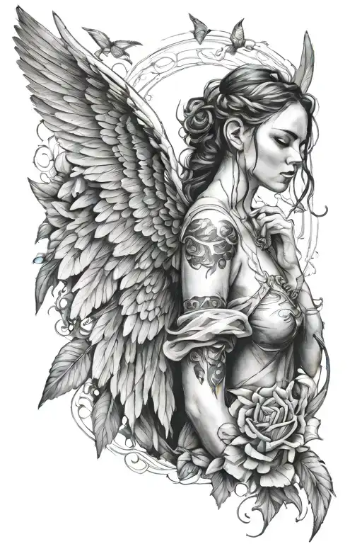 Realism Girl With Wings
