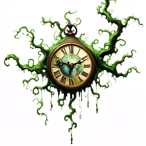 Dali Melting Clock With Vines Growing Out Of It Symbolizing