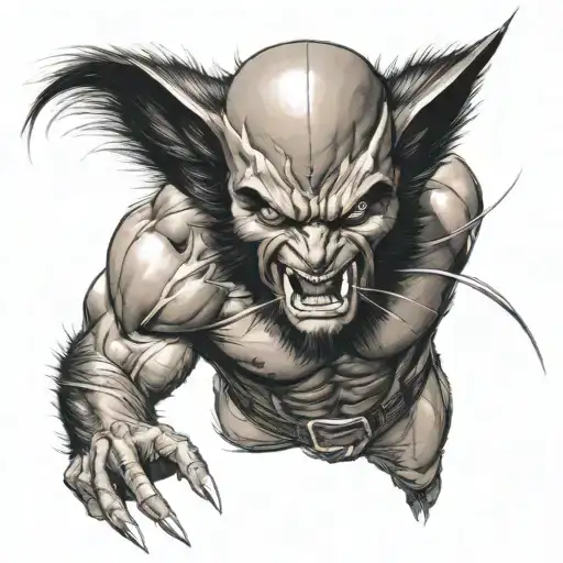 A Realistic Portrait Of A Wolverine In A Fighting Stance