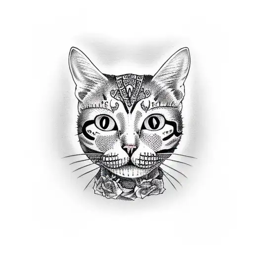 Woman Holding Sugar Skull Cat