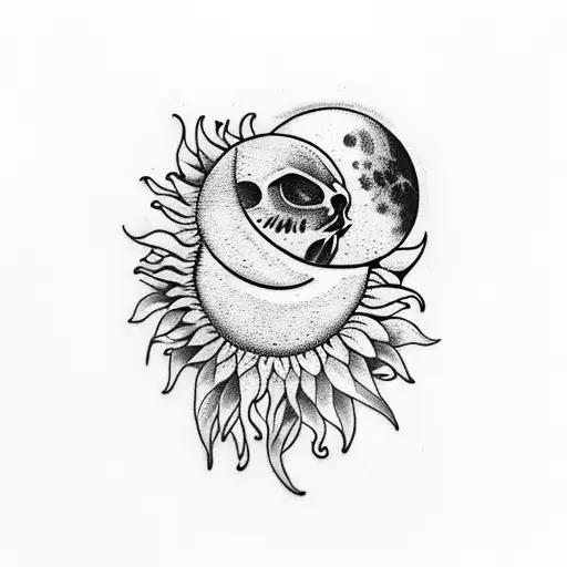 Moon With Hands And Sunflower