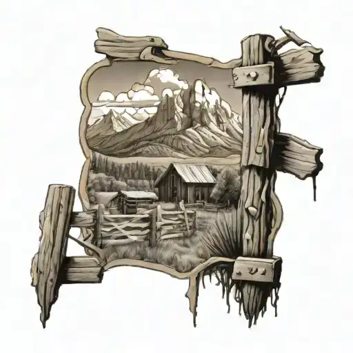 Western Ranch Fence And Mountains