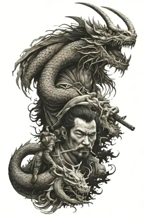 Samurai And Dragon