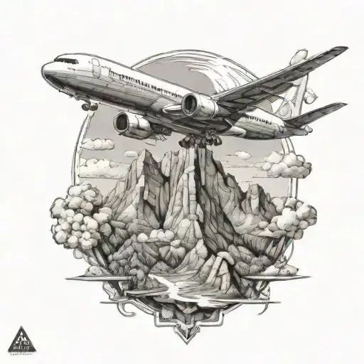 Airplane Flying Over A Mountain