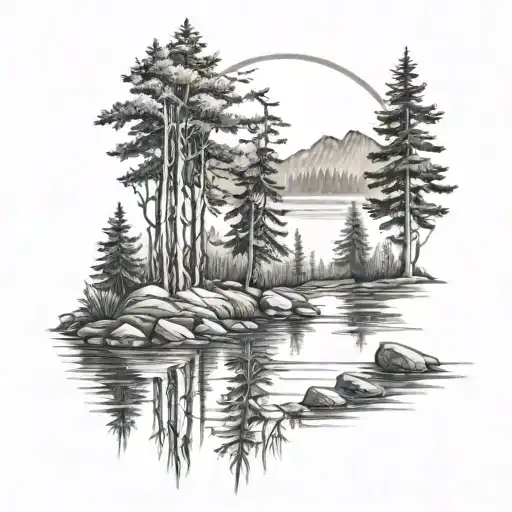 Lake With Woods In The Background