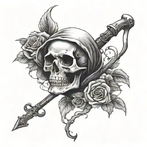 Death With Scythe And A Rose