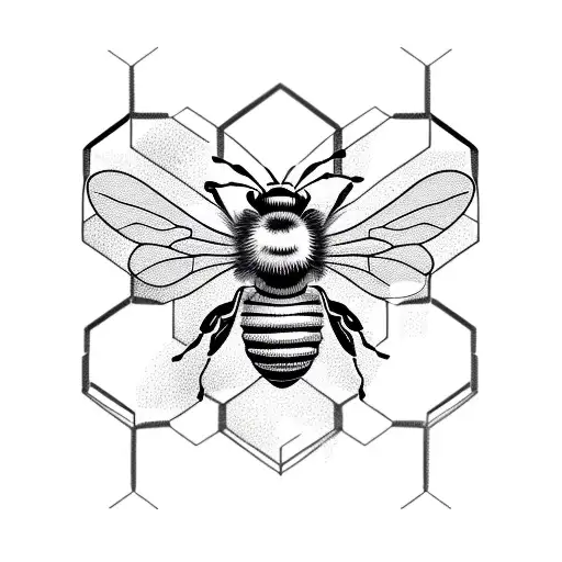 Honey Bee With Flowers Geometric