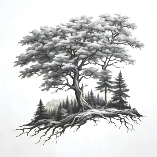 Maple Tree Forest Scene