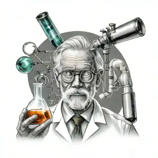 A Realistic Portrait Of A Scientist Working In A Lab With Environmental Elements Incorporated
