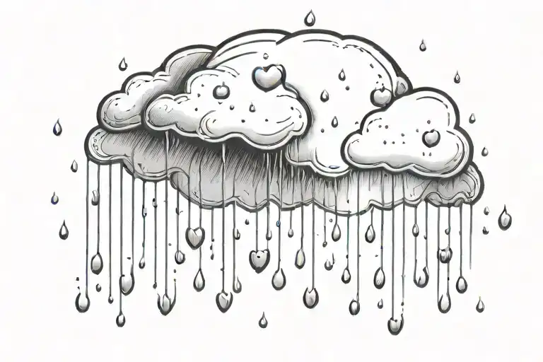 Rain With Cloud Elyptic Tattoo Some Hearts Can Be Raindrops