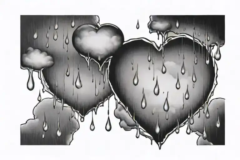 Rain With Cloud Elyptic Tattoo Some Hearts Can Be Raindrops