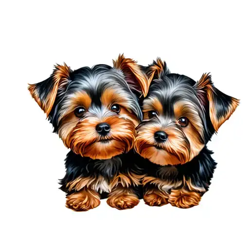 2 Morkie Dogs In Might Yang Symbol