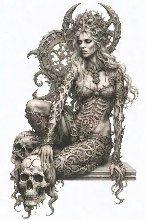 Nordic Goddedd Hel Nordic Godess Of Death Full Body Half Skeletal