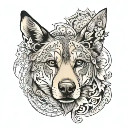 Half Dog Face Half Mandala Design Incorporating