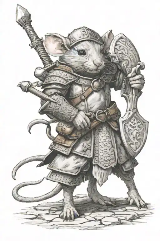 Mouse Warrior Standing Guard At The Entrance Of Redwall Abbey