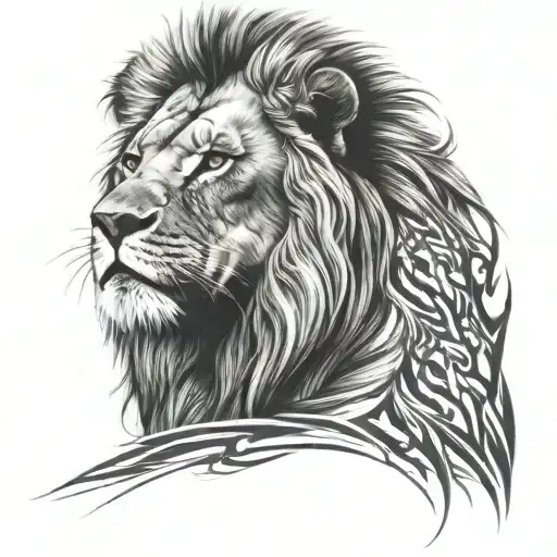 A Lion Half Realistic Half Abstract