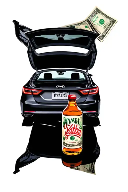 Auto Elantra With Open Trunk Coming Out Money And A Bottle Of Wyski