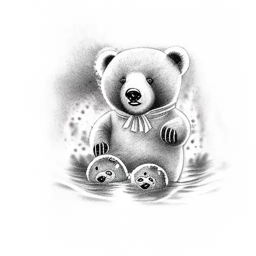 Cute Bear With Body In Water