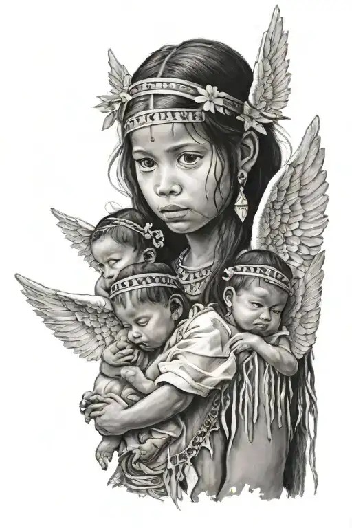 6 Baby Angels With Only 1 Ancient American Indian