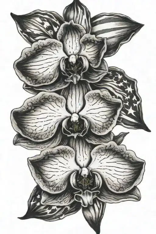 Orchid With Flag Intertwined