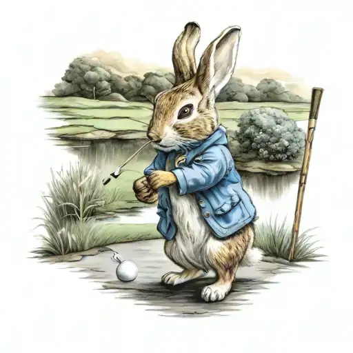 Peter Rabbit Playing Golf
