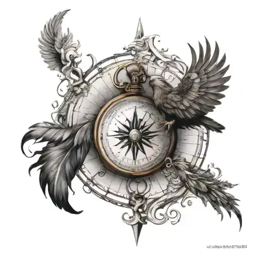 Compass With Phoenix Bird