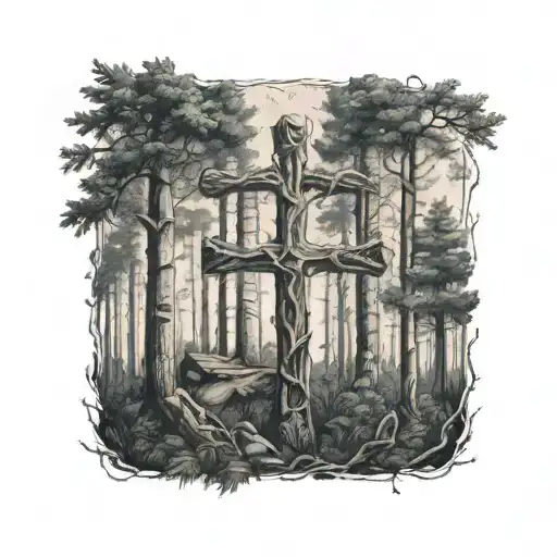 A Cross In A Forest