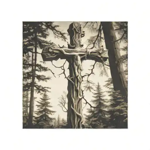 A Cross In A Forest