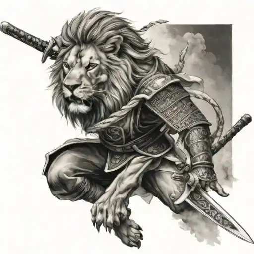 Lion And Samurai Sword