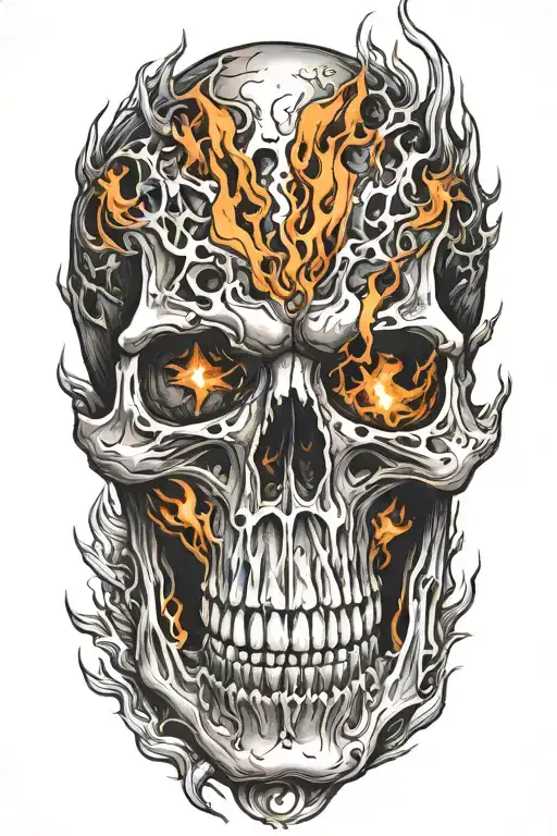 Monster Skull In Flames