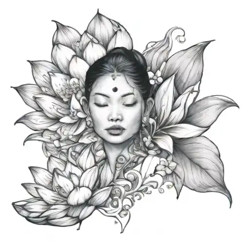 Beautiful Ghesia Holding A Lotus Flower